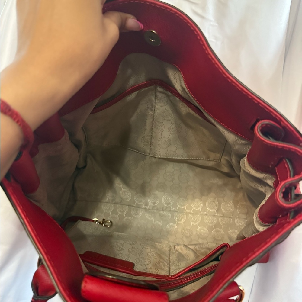 Michael Kors Red Satchel with Gold Accents - Picture 5 of 5